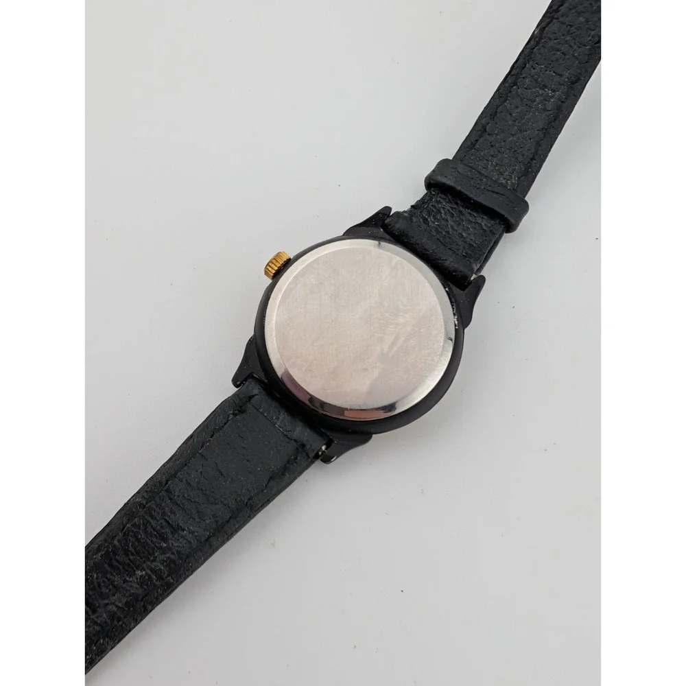 Vintage Jordache Watch Women 23mm Case Black Leather Band- New Battery‎
